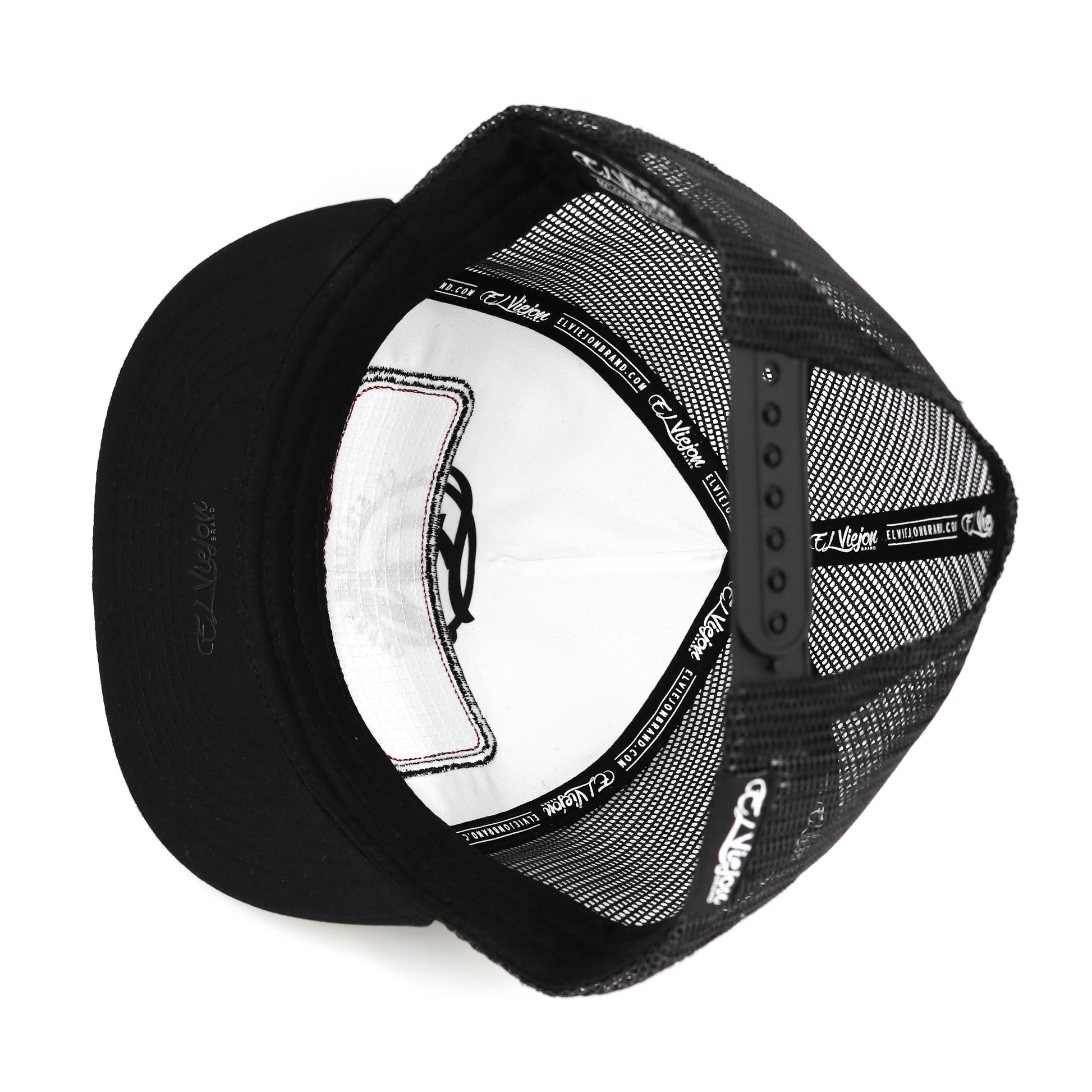 EVPatch Black (Maroon Patch) flat visor hat / gorra de visera plana