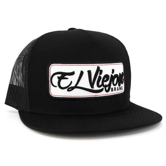 EVPatch Black (White Patch) flat visor hat / gorra de visera plana