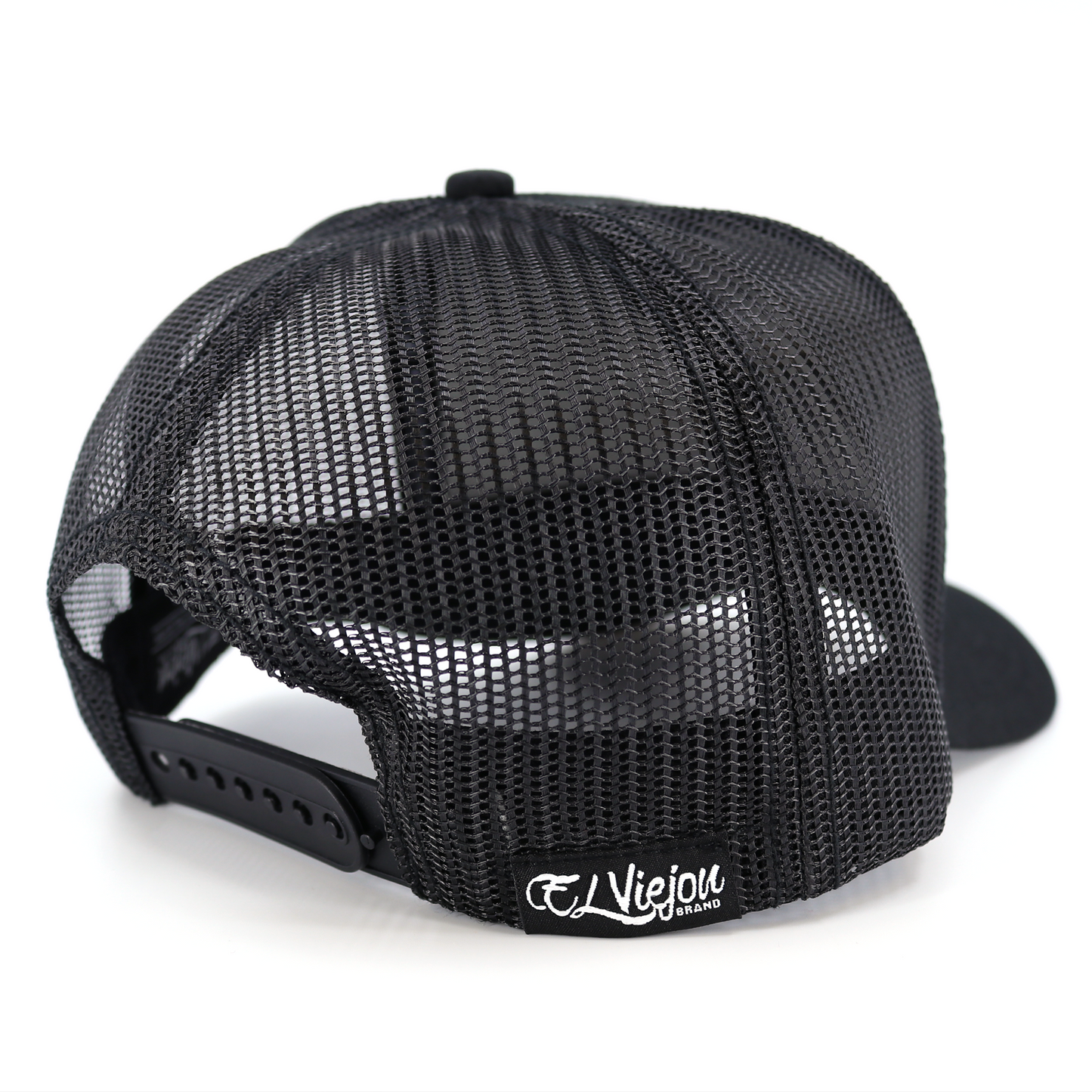 Bailador Black AVC hat with black mesh back, adjustable snapback, and El Viejou Brand tag.