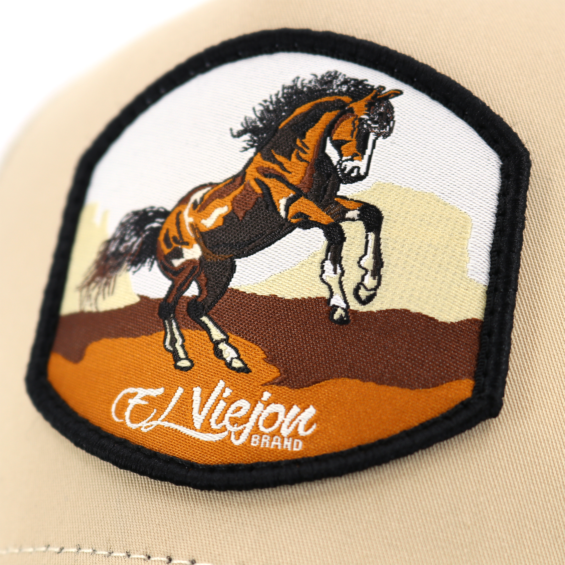 Bailador Black/Khaki/Khaki AVC hat with a rearing horse patch and "El Viejon Brand" text.