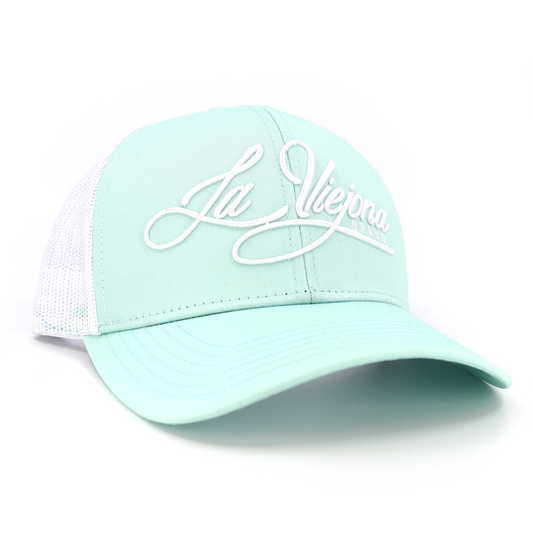 La Viejona Mint/White classic visor hat / gorra de visera clasica