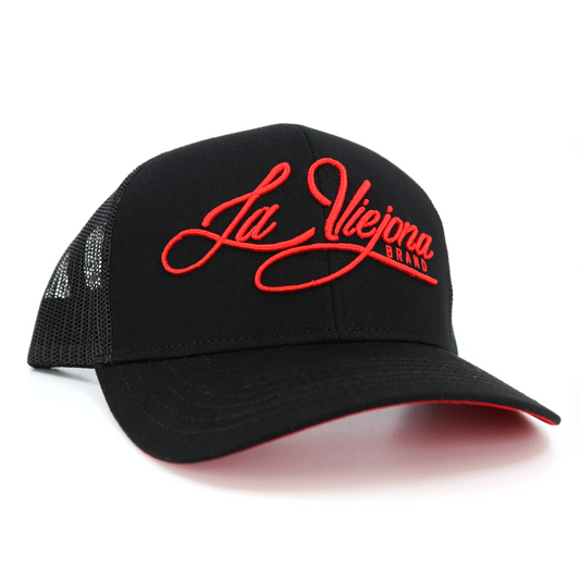 La Viejona Black classic visor hat / gorra de visera clasica