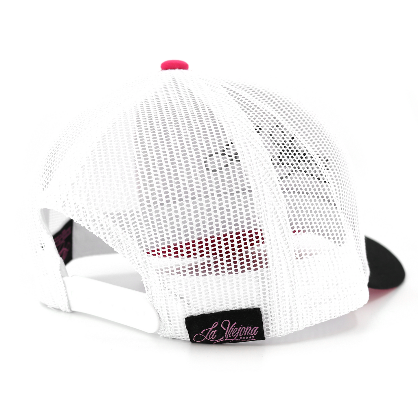 La Viejona Black/Pink/White classic visor hat / gorra de visera clasica