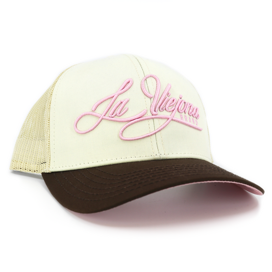 La Viejona Brown/Ivory classic visor hat / gorra de visera clasica