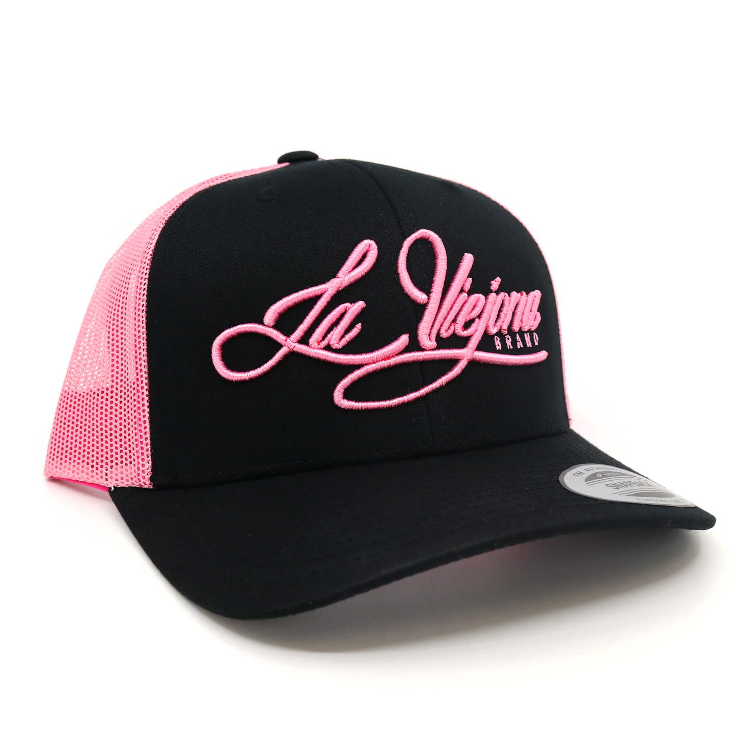 La Viejona Black/Pink classic visor hat / gorra de visera clasica