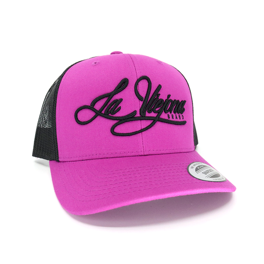 La Viejona Magenta/Black classic visor hat / gorra de visera clasica