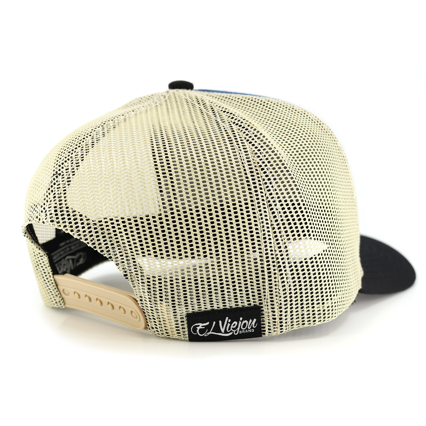 Nativo Black/Blue/Cream AVC hat with cream mesh back and adjustable snapback.