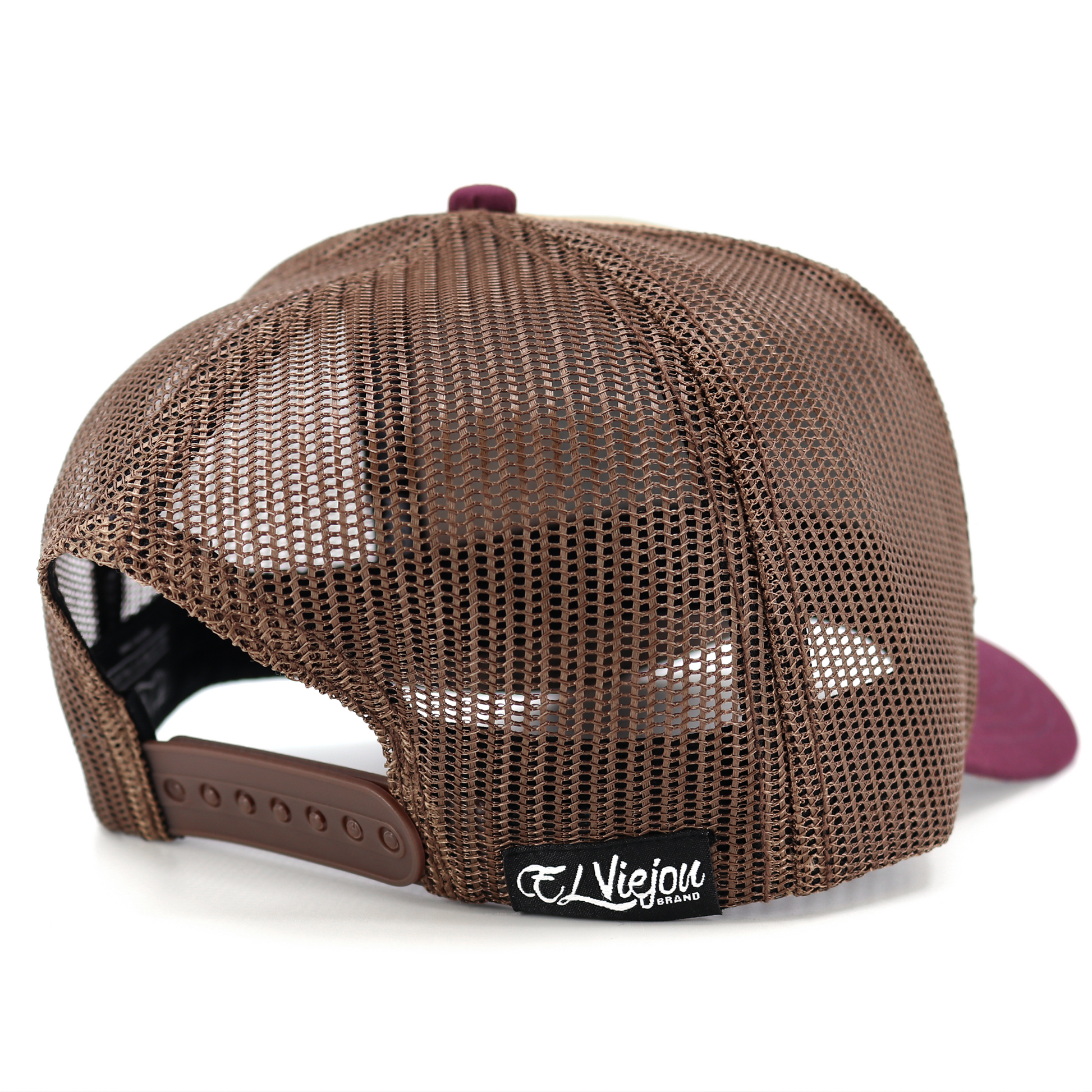 Nativo Maroon/Camel/Brown AVC hat with brown mesh back and adjustable snapback.