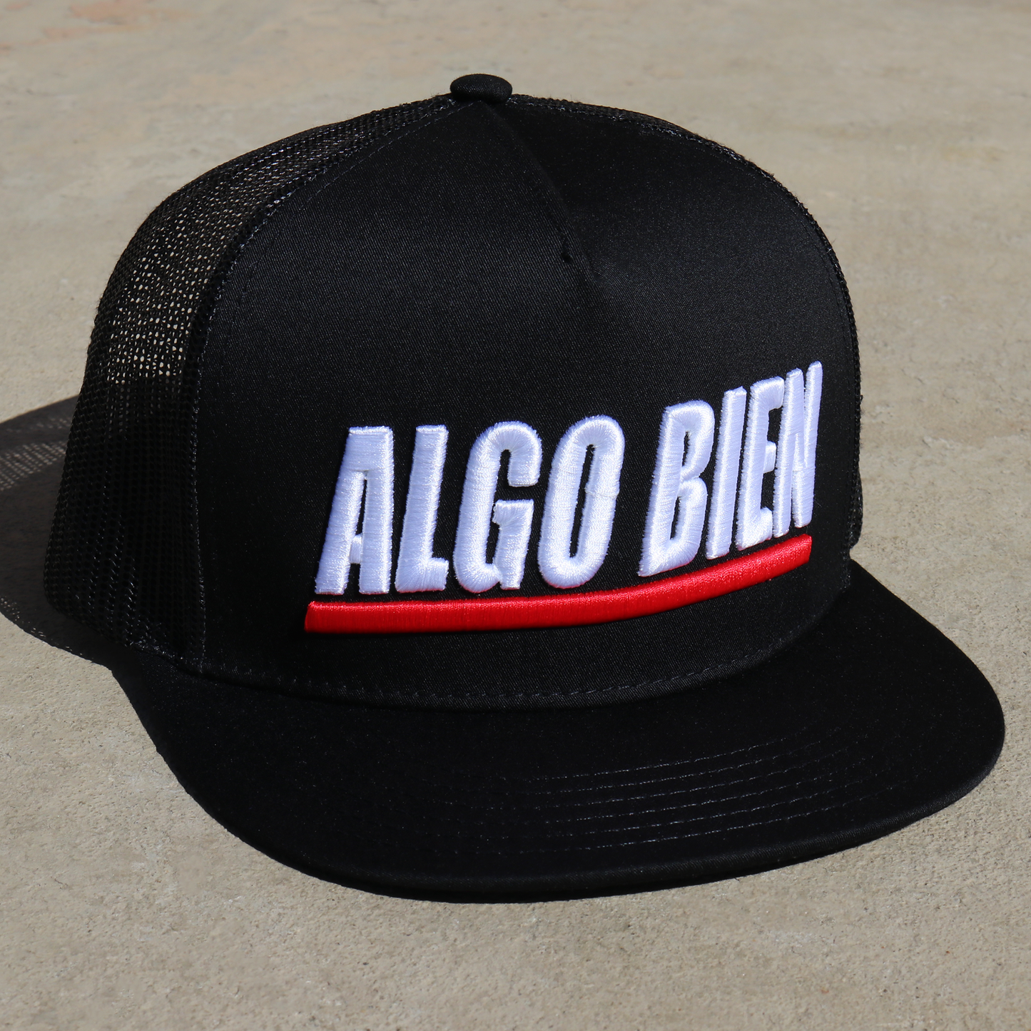 Algo Bien Black flat visor hat / gorra de visera plana