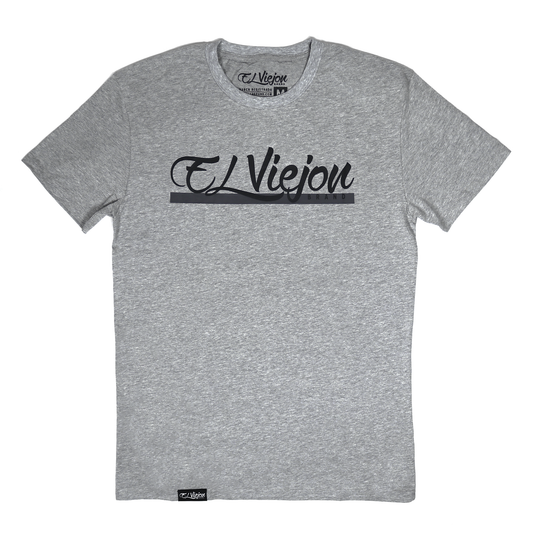 Alpha Shirt Heather gris 100% algodón con logo serigrafiado negro "El Viejon" en el pecho.