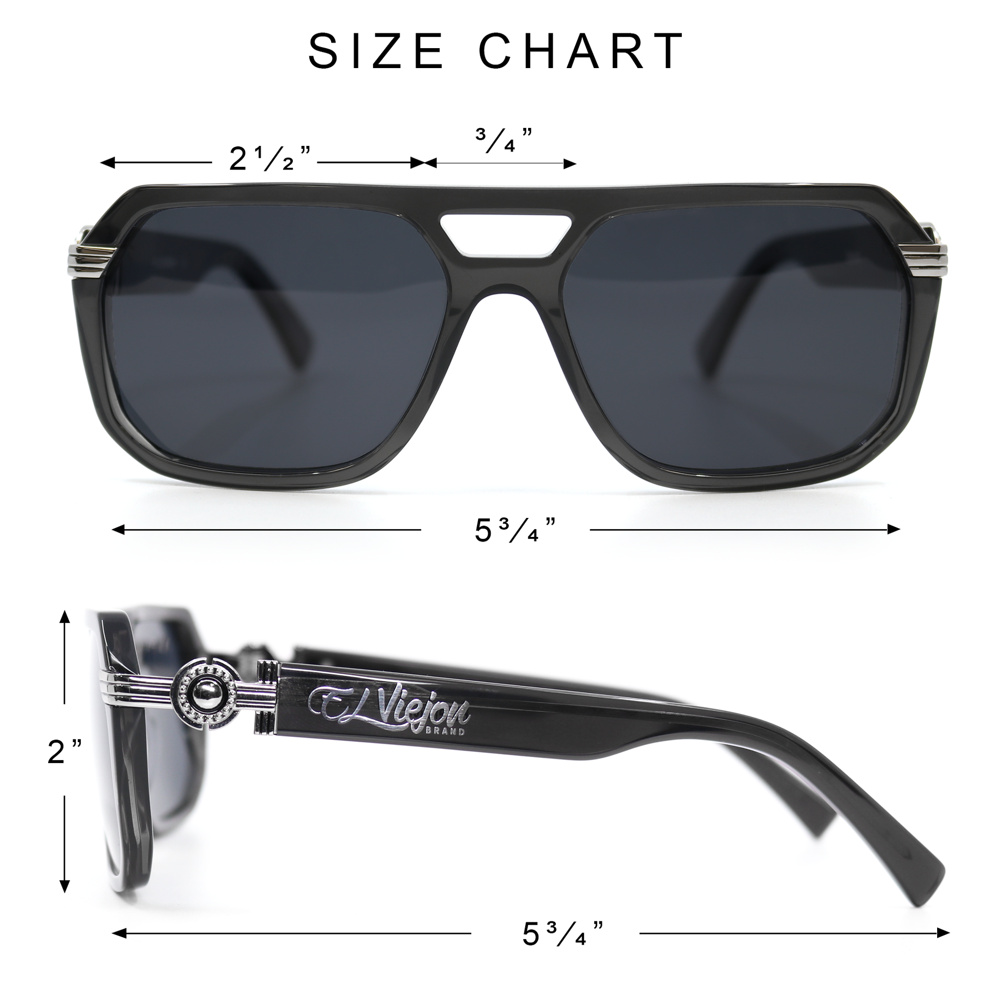 Emperador Grey sunglasses with black acetate frame, polarized lenses, and El Viejon Brand logo.