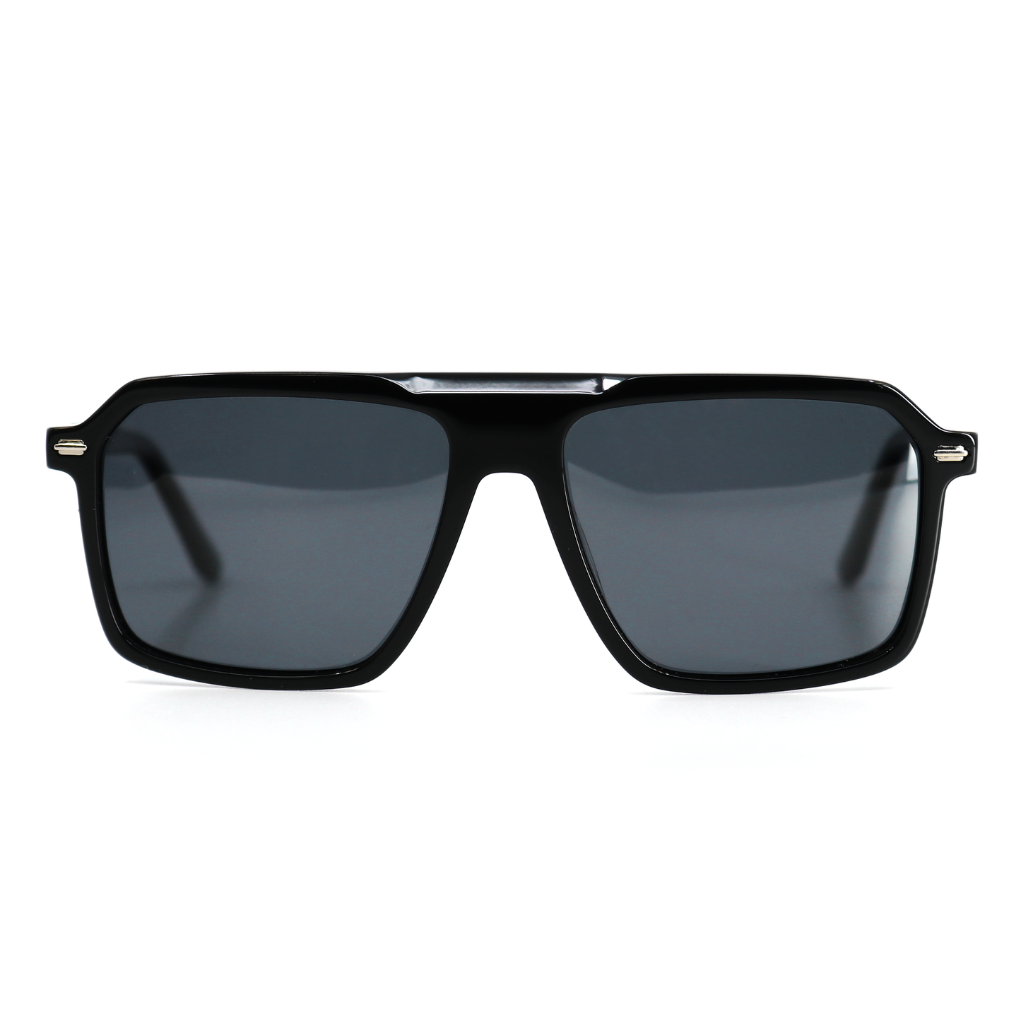 Director™ black acetate sunglasses with polarized UV400 lenses and El Viejon Brand™ logo.
