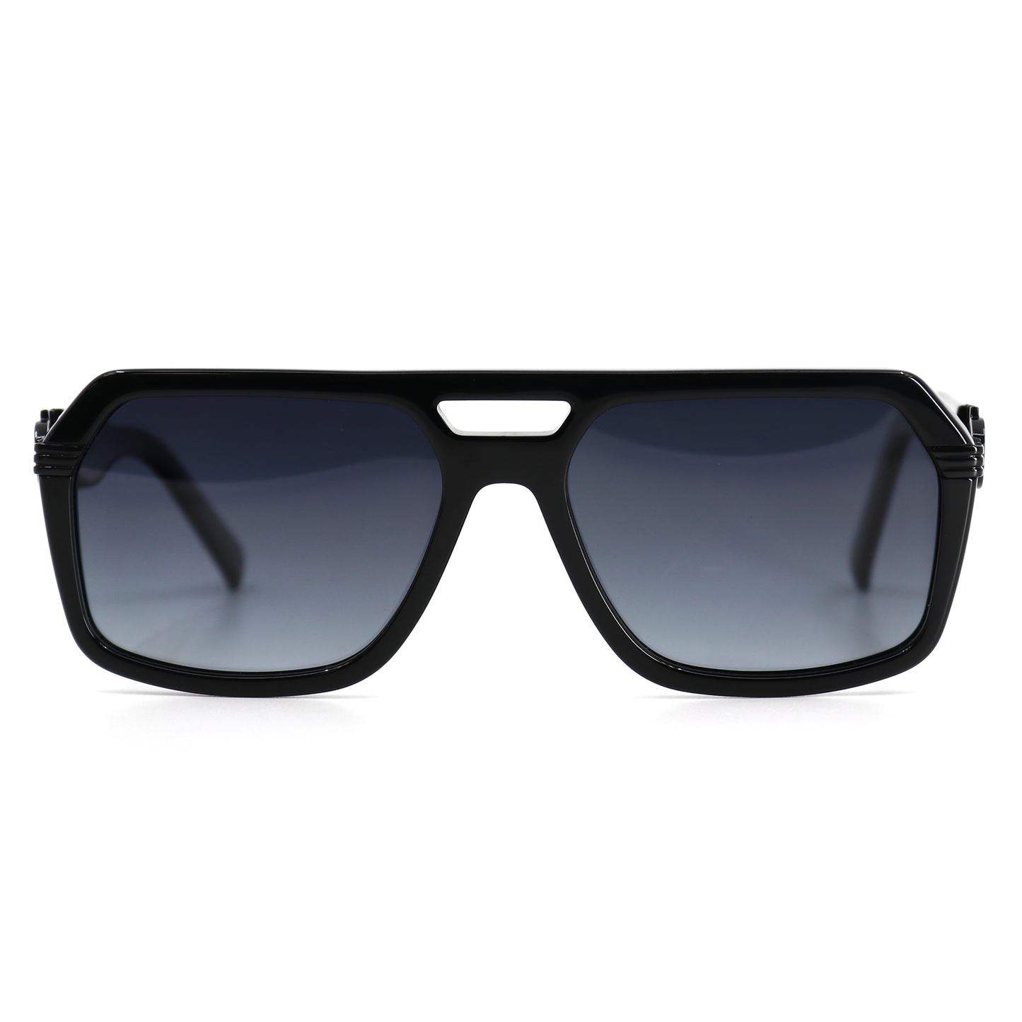 Emperador Black sunglasses with acetate frame, polarized gradient lenses, and El Viejon Brand logo.