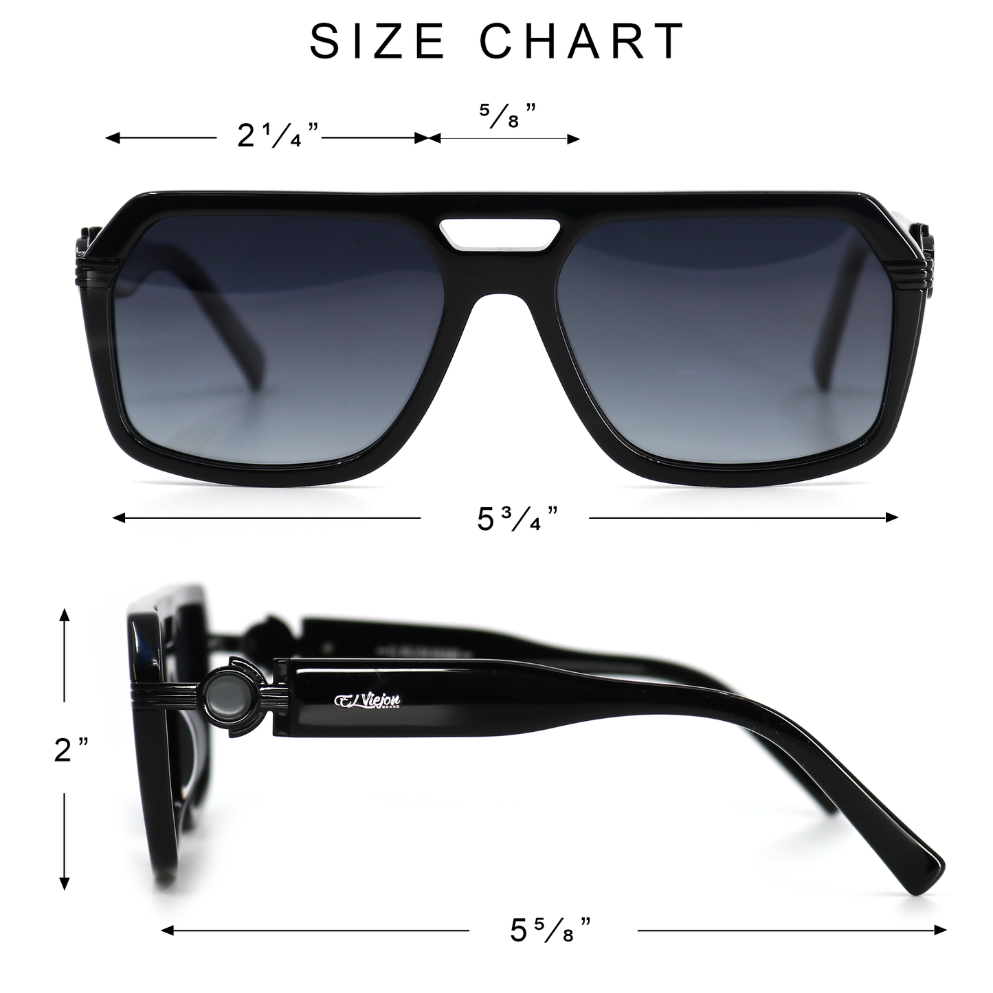 Emperador Black acetate sunglasses with polarized lenses, UV400 protection, and El Viejon Brand logo.