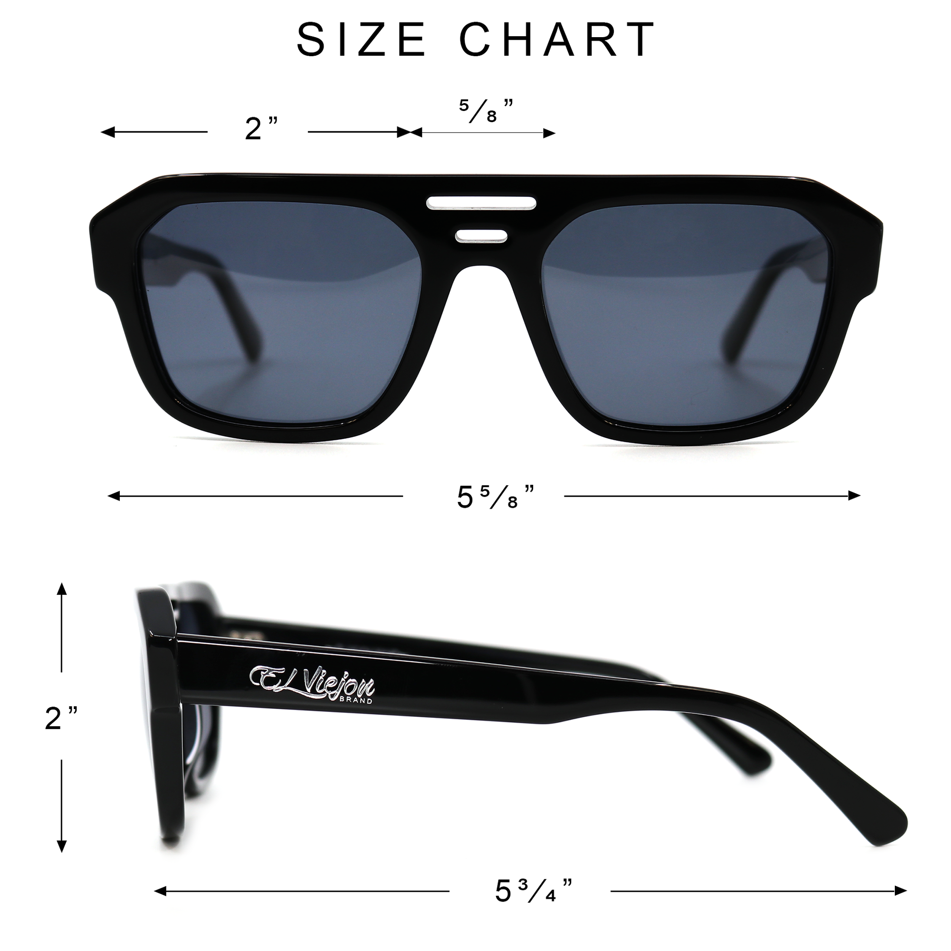 Black acetate Gobernador sunglasses with polarized UV400 lenses and El Viejon Brand logo.
