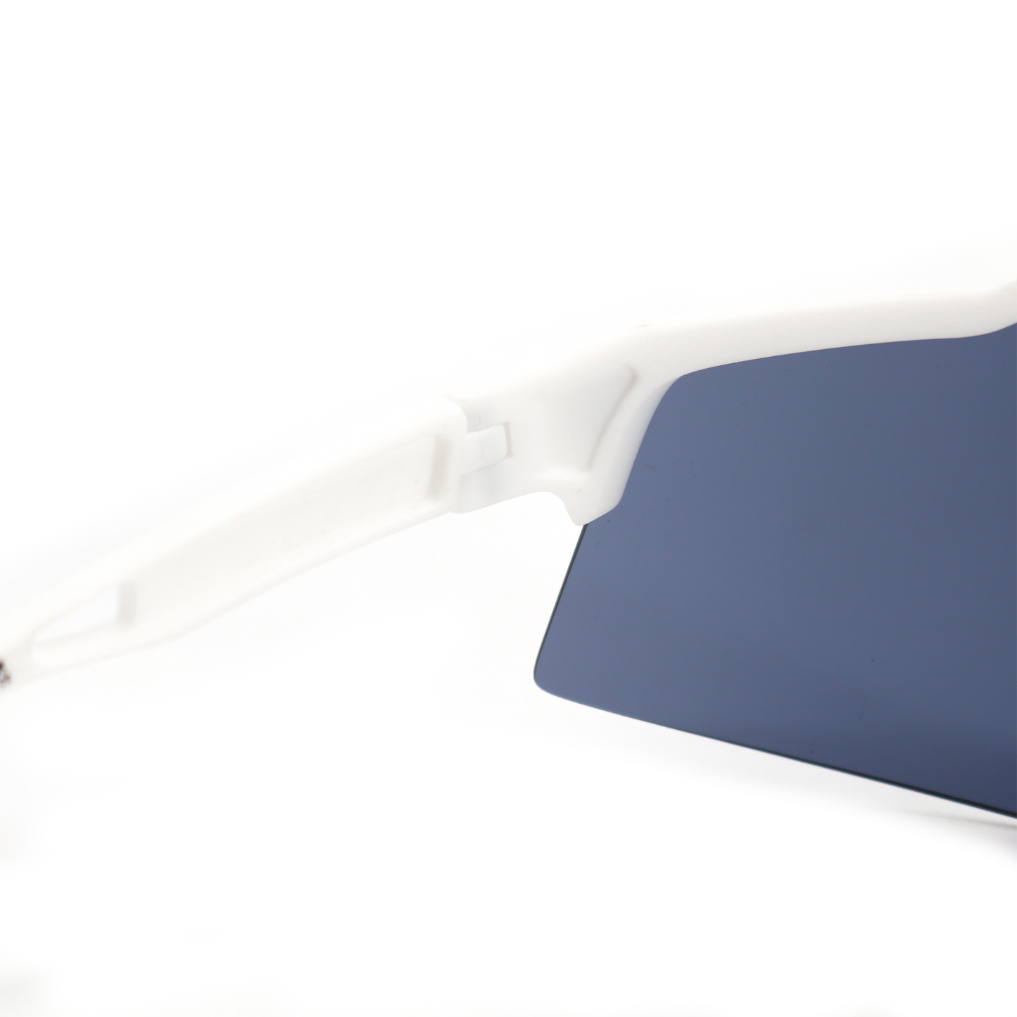 White acetate frame sunglasses with dark polarized lenses.