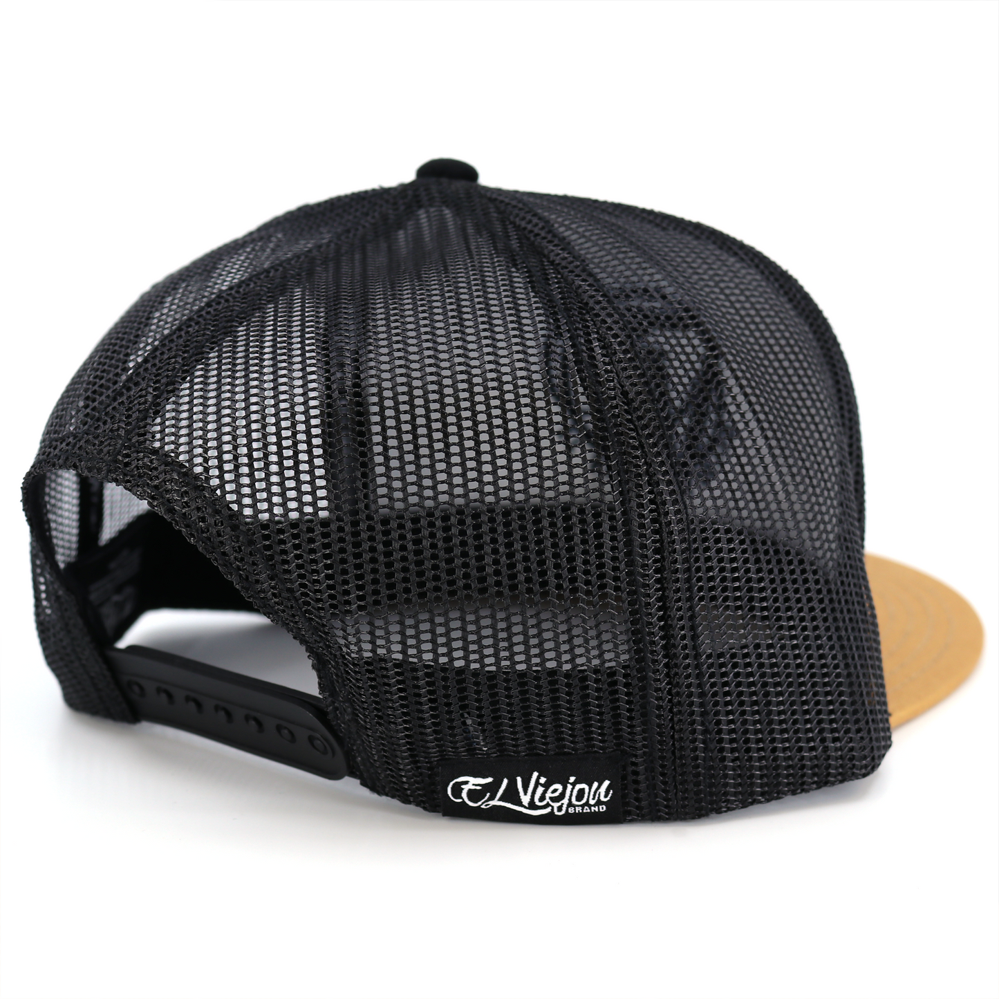 La Original Camel/Black flat visor hat with black mesh back and snapback closure.