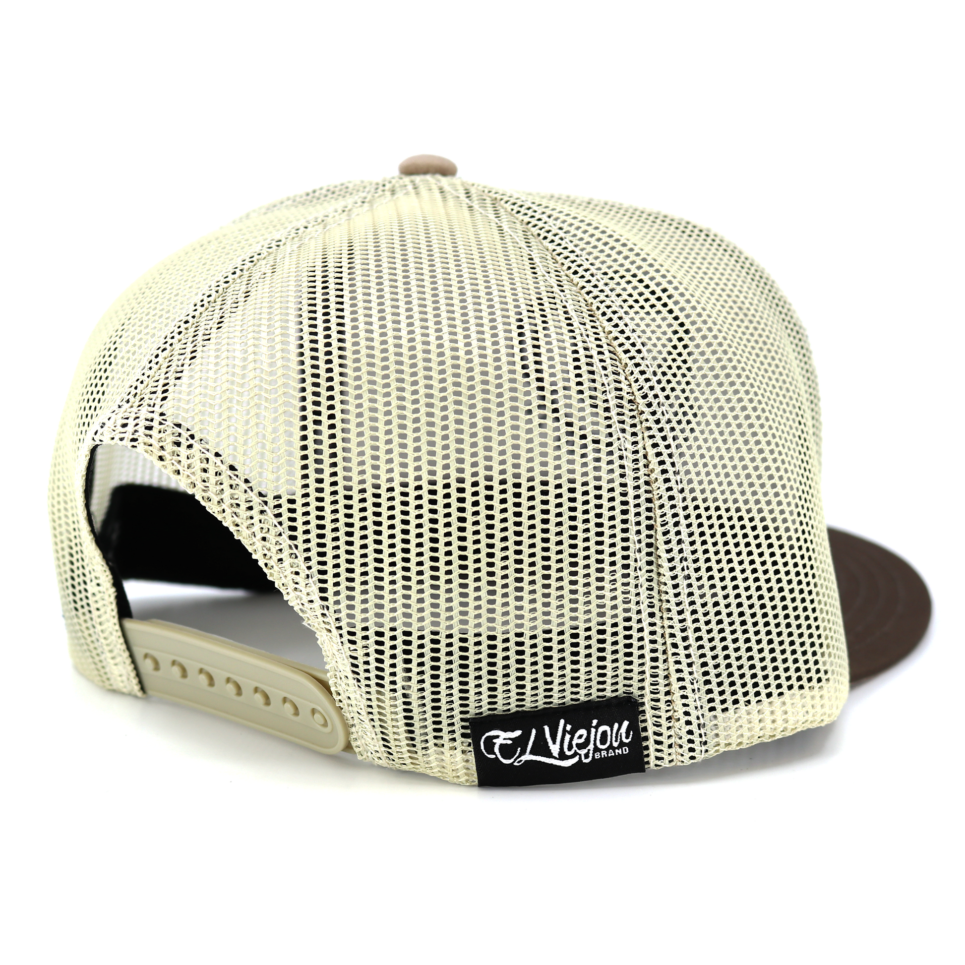 La Original™ Brown/Mocha flat visor hat with tan mesh back and adjustable snapback closure.