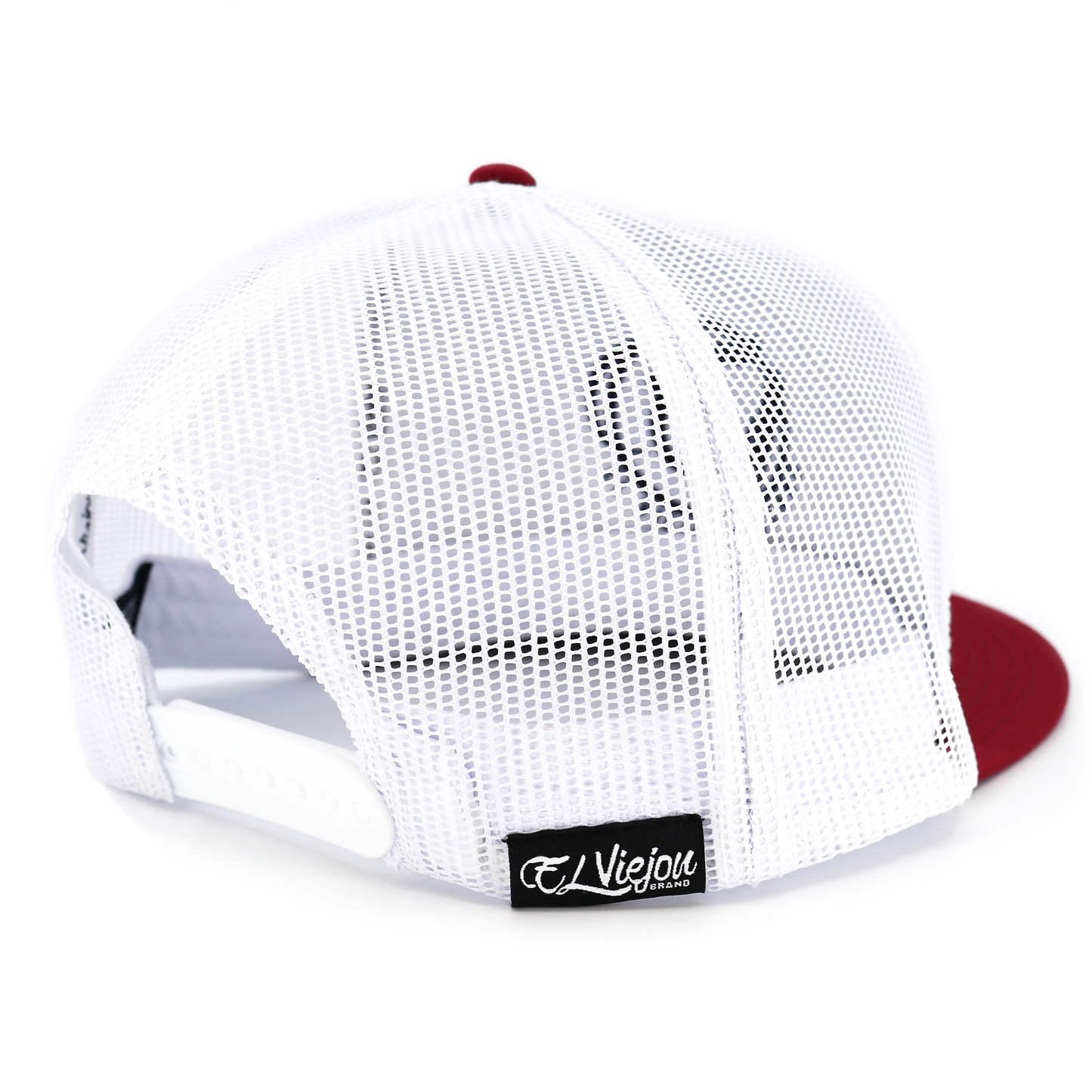 La Original maroon, heather, and white flat visor hat with white mesh back and snapback closure.