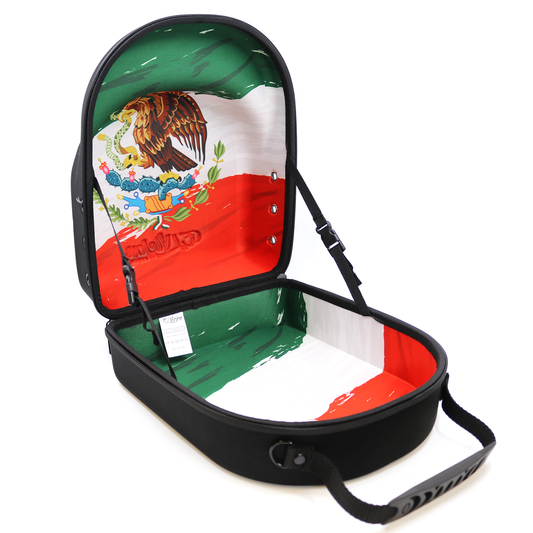 Backpack with Mexican flag design on a white background