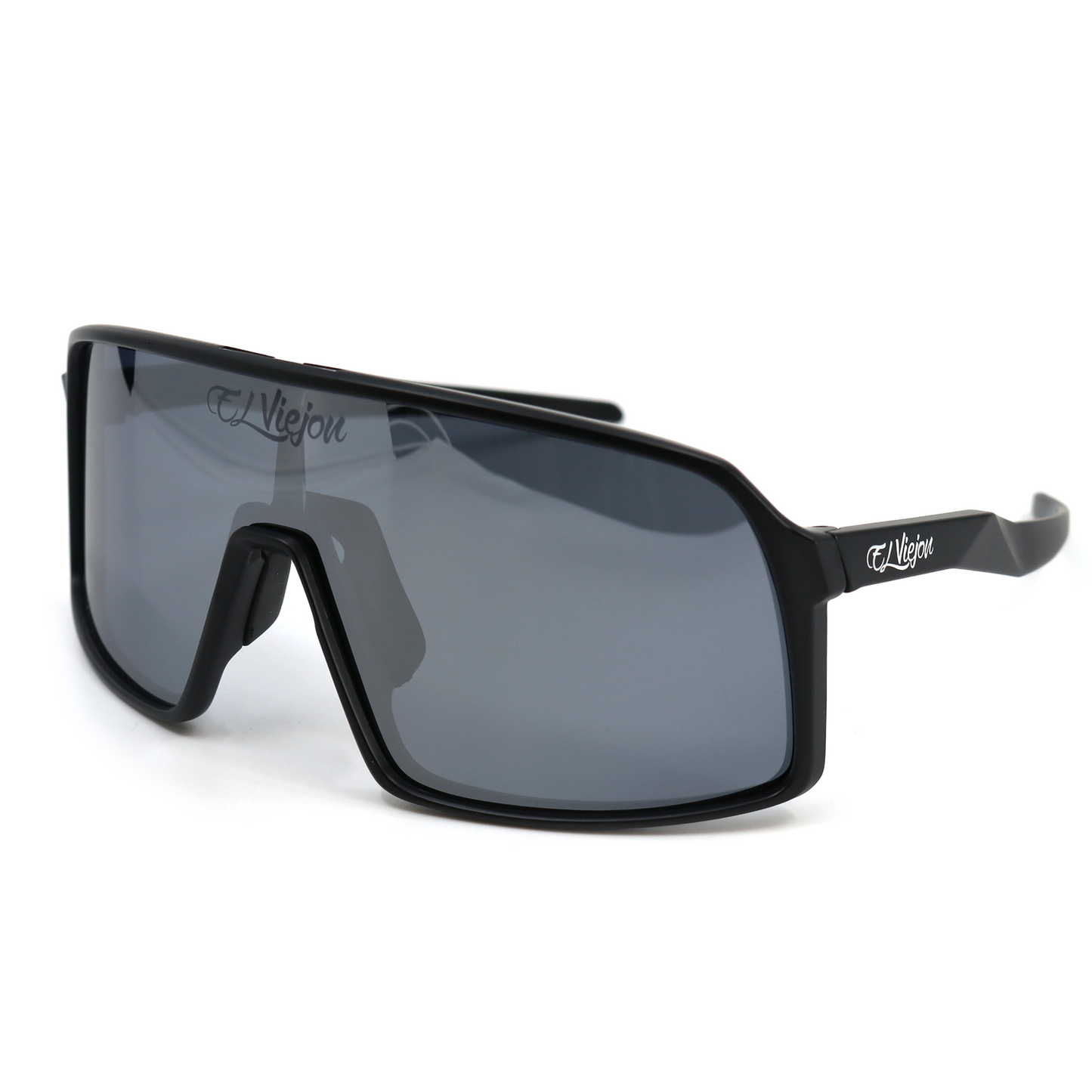 El Viejon Midnight sport sunglasses with black TR frame, polarized gray lenses, and adjustable nose-pad.
