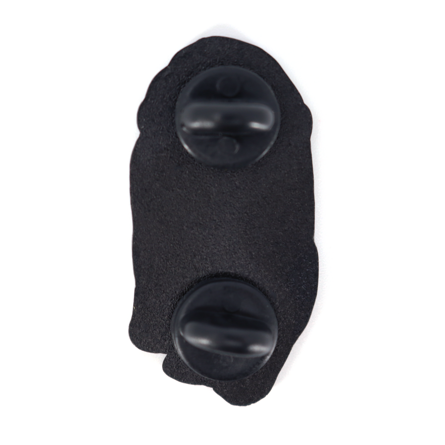 Black metal jaguar pin back with two rubber clutch attachments.