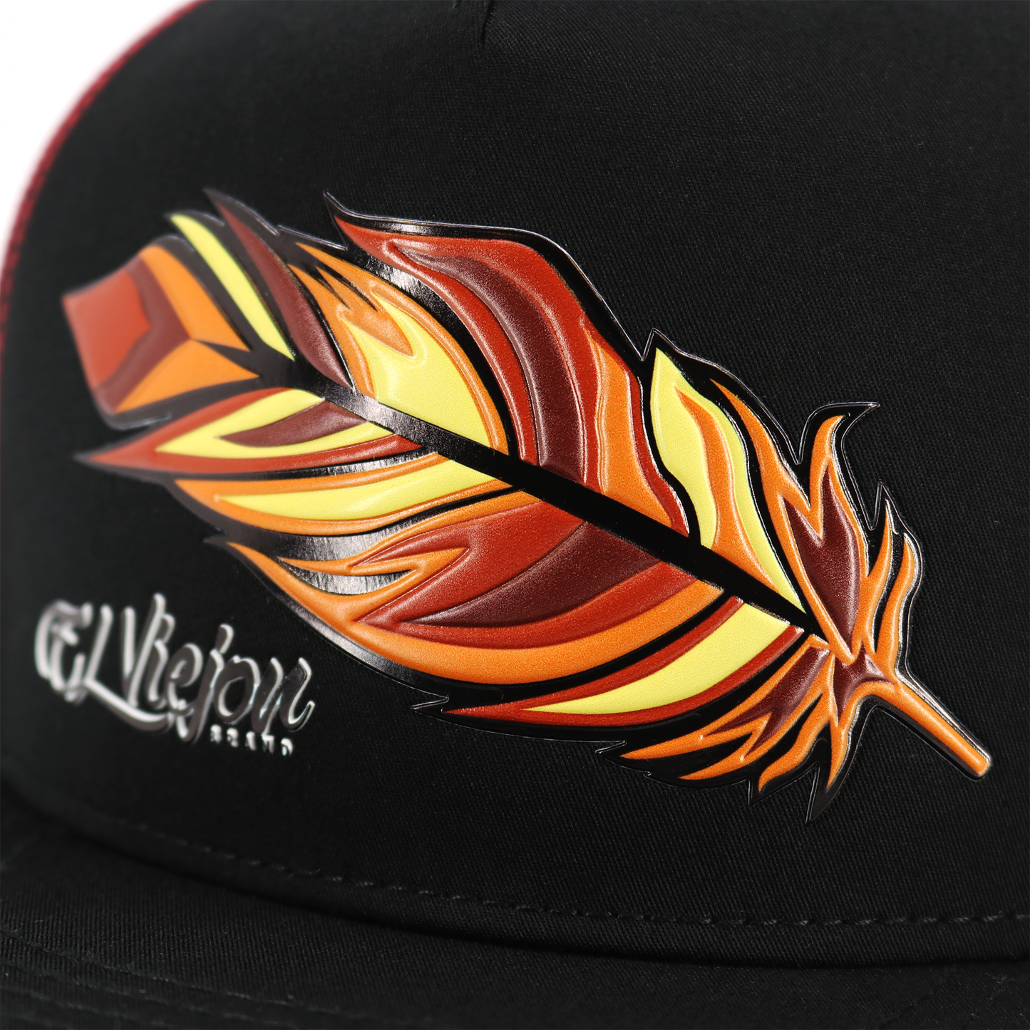 Pluma Black/Maroon flat visor hat / gorra de visera plana