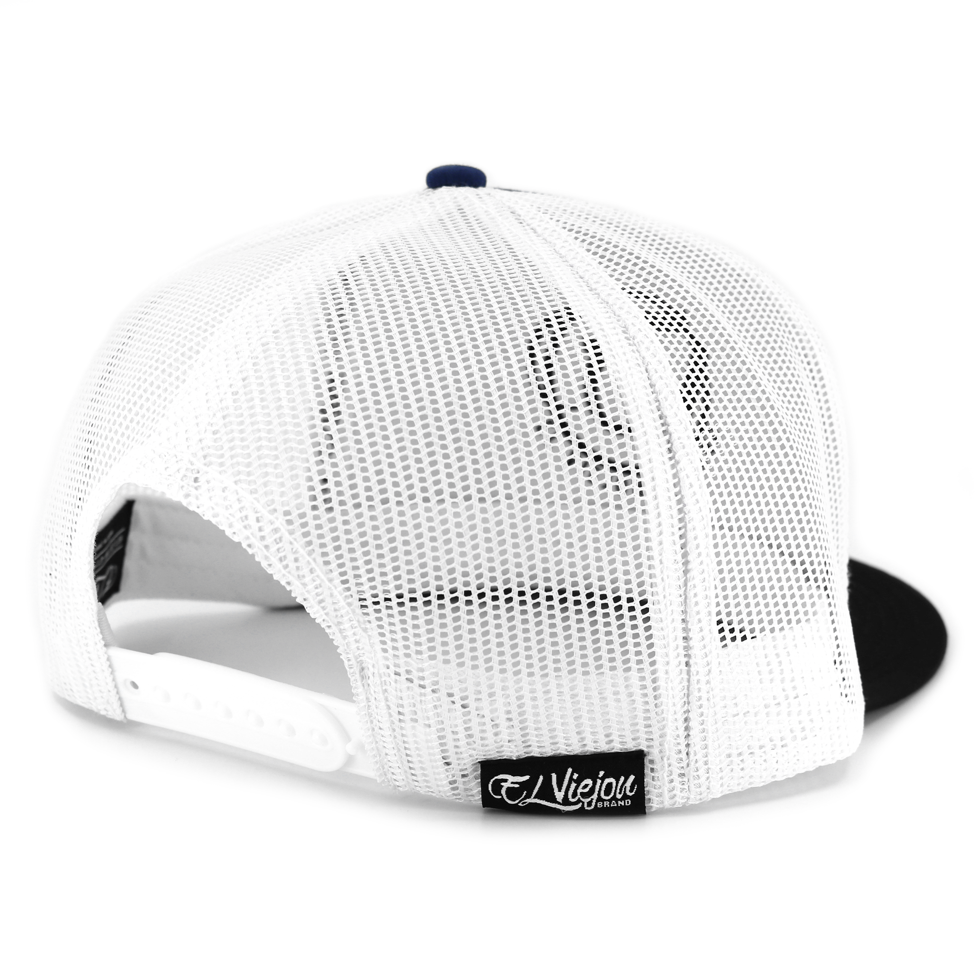 Sonoma Black/Navy/White flat visor hat with white mesh back and adjustable snapback.