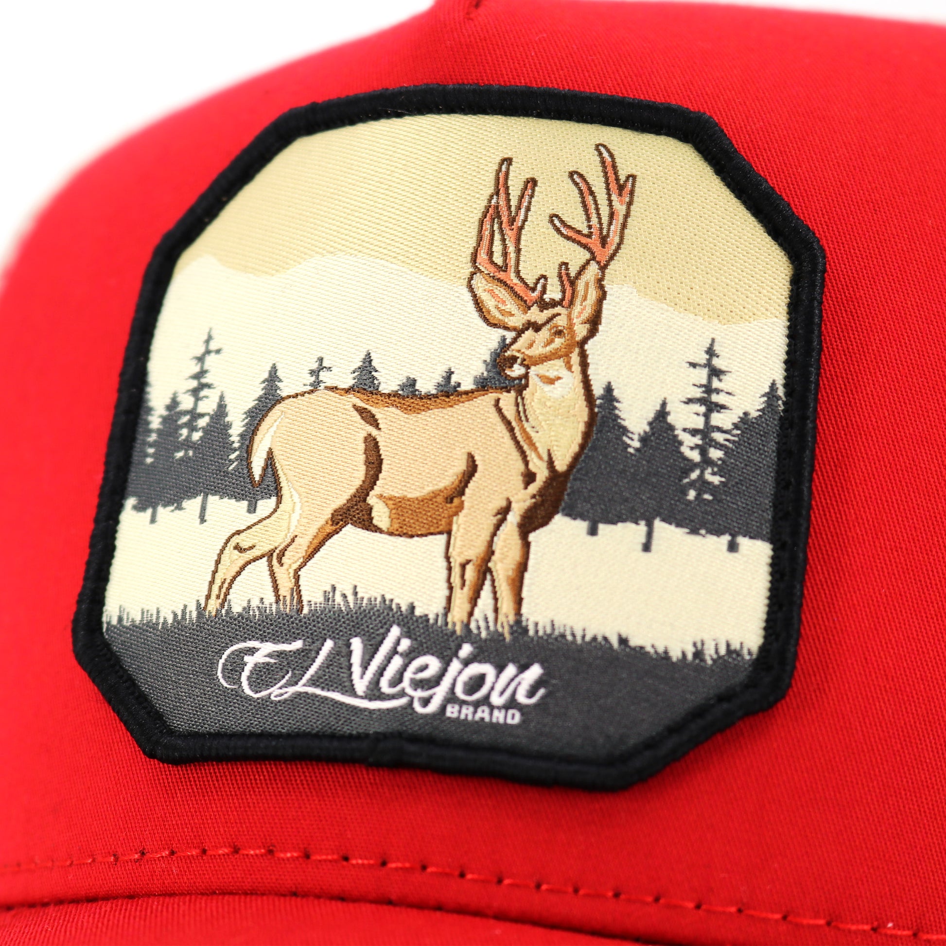 Red Venado AVC hat with a khaki mesh back and a deer patch.