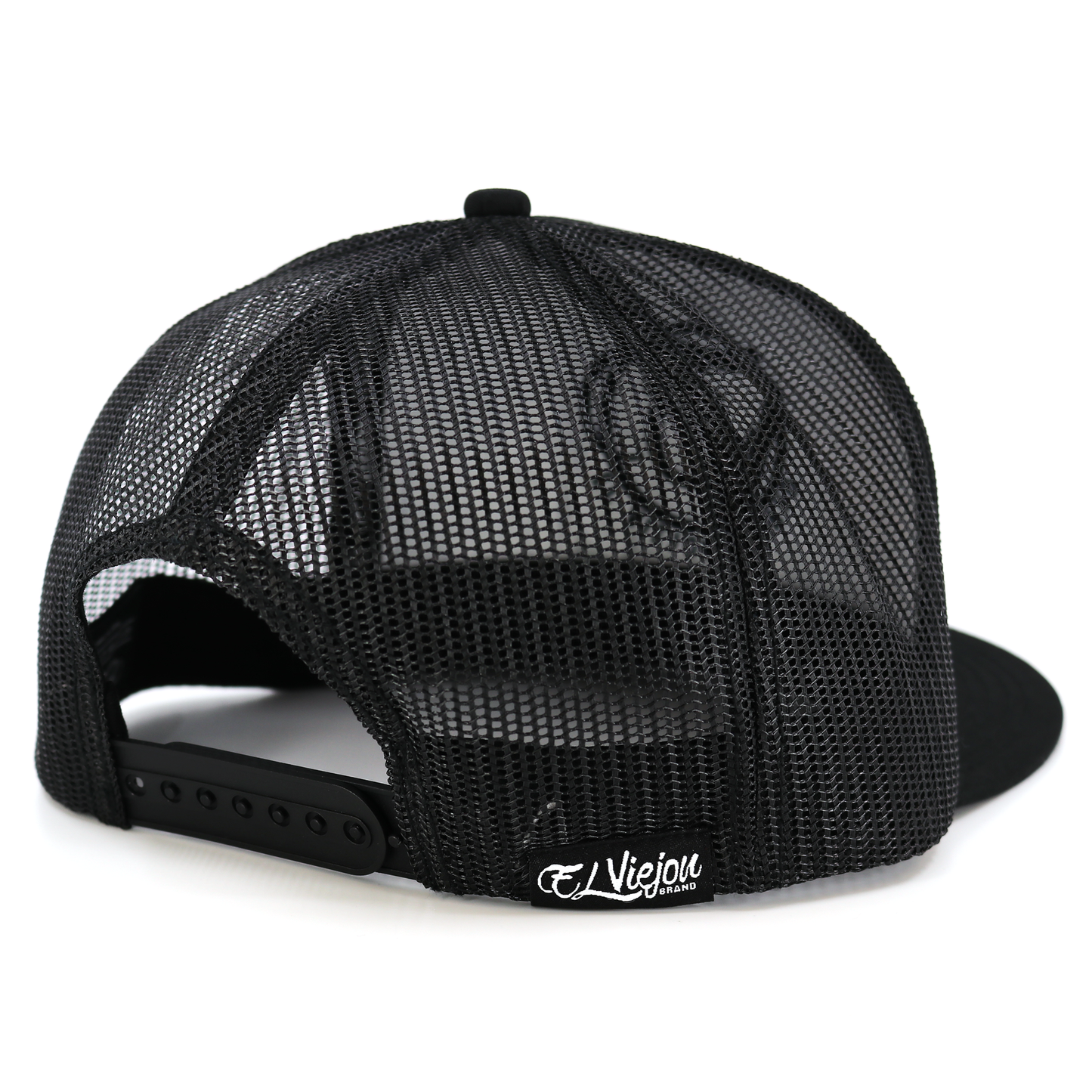 Arizona Black flat visor hat with black mesh back and adjustable snapback closure.