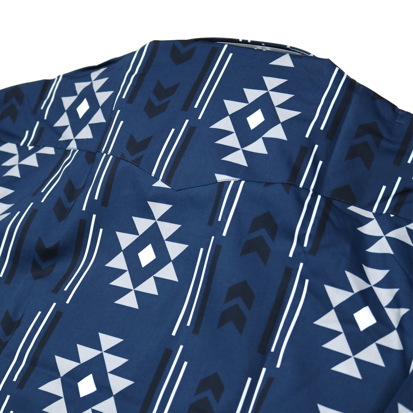Dress Shirt Sonora Navy, 100% cotton, with a navy, white, and black geometric pattern.