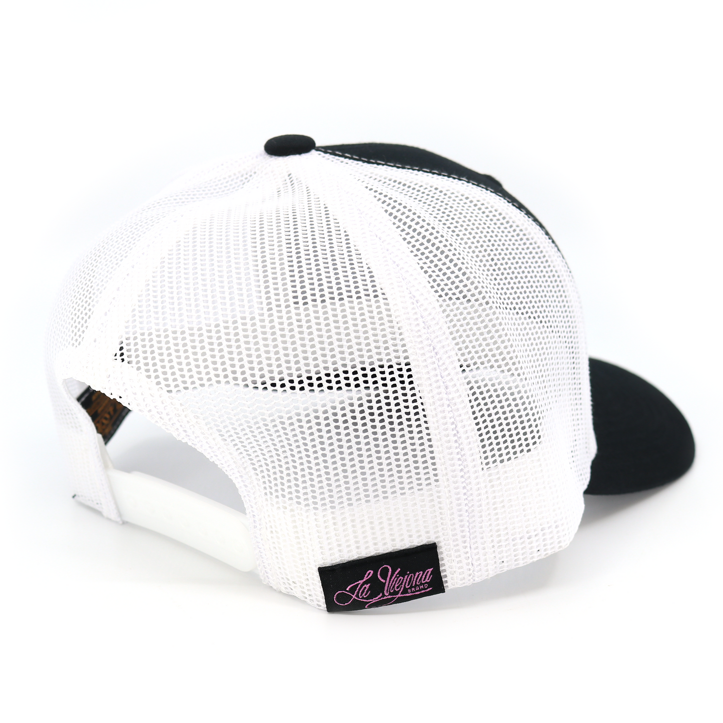 La Viejona Floral Black/White classic visor hat / gorra de visera clasica