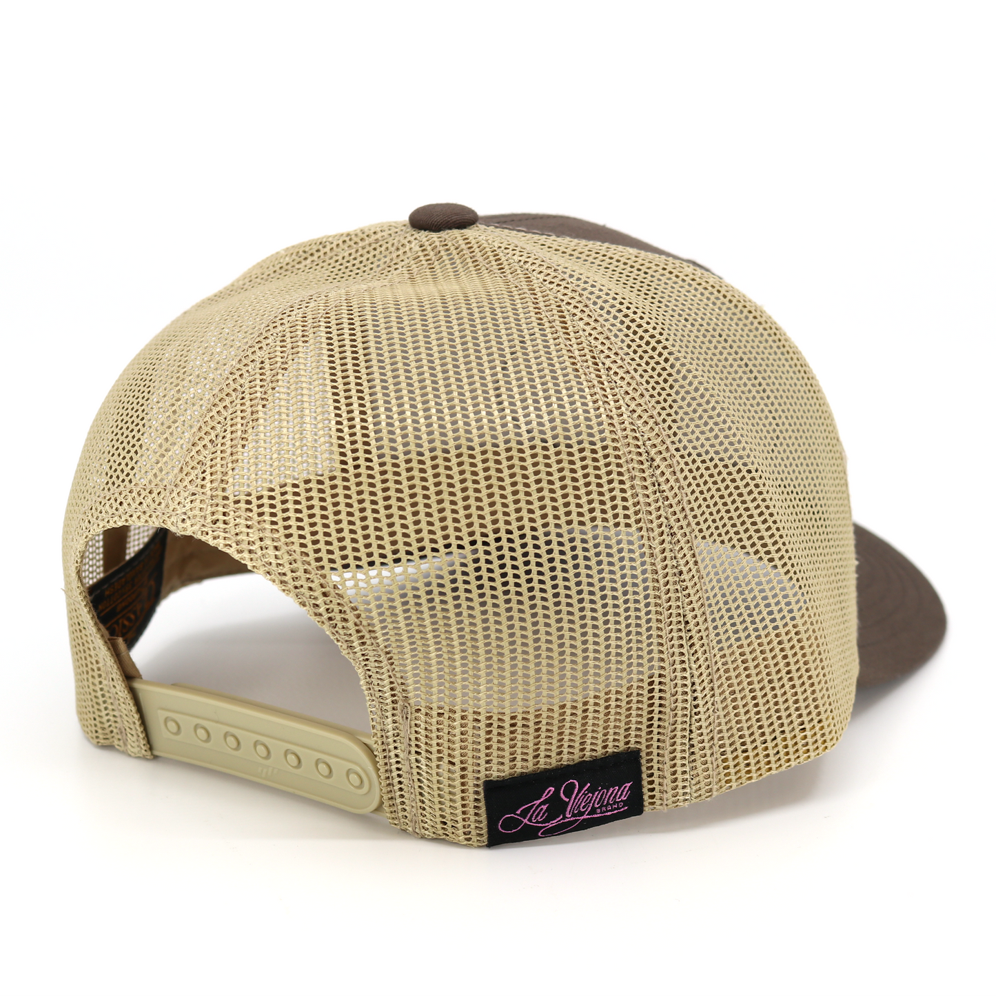 La Viejona Floral Brown/Tan classic visor hat / gorra de visera clasica