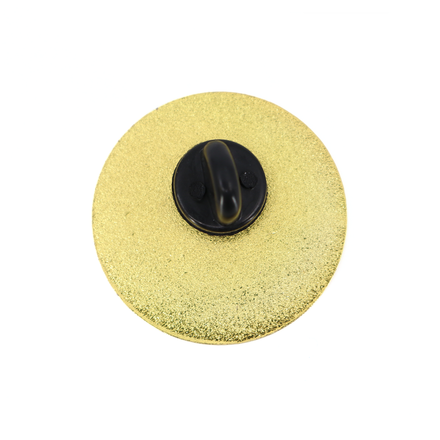El Cente gold-colored metal pin back with a black rubber clutch.